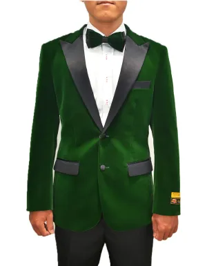 Mens Classic Satin Velvet Tuxedo Dinner Jacket in Hunter Green