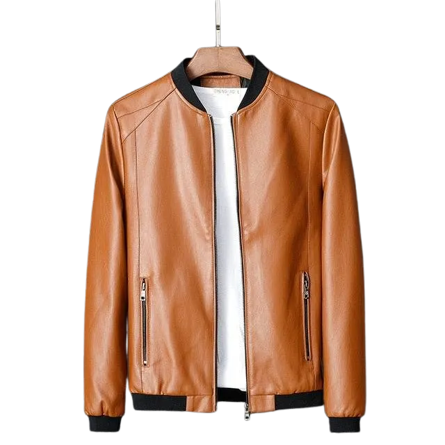 Mens Classy Leather Causal Lambskin Bomber Jacket