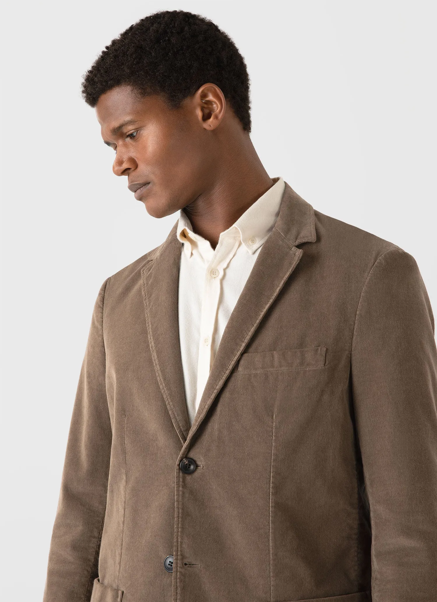 Men's Fine Corduroy Blazer in Dark Stone