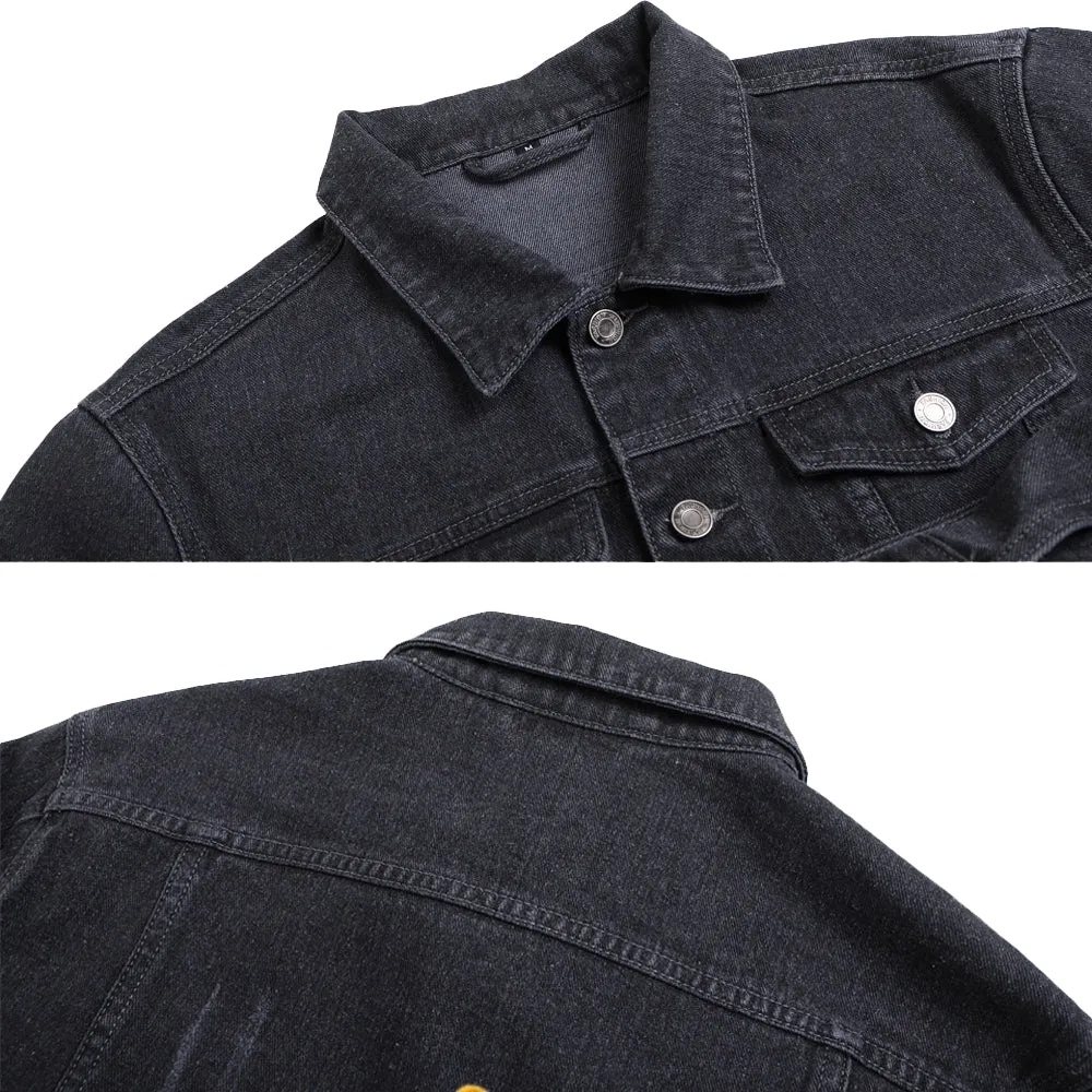 Mens Graphic Button Up Denim Jacket 2410000635