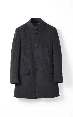 MEN'S LONG WOOL COAT CHARCOAL