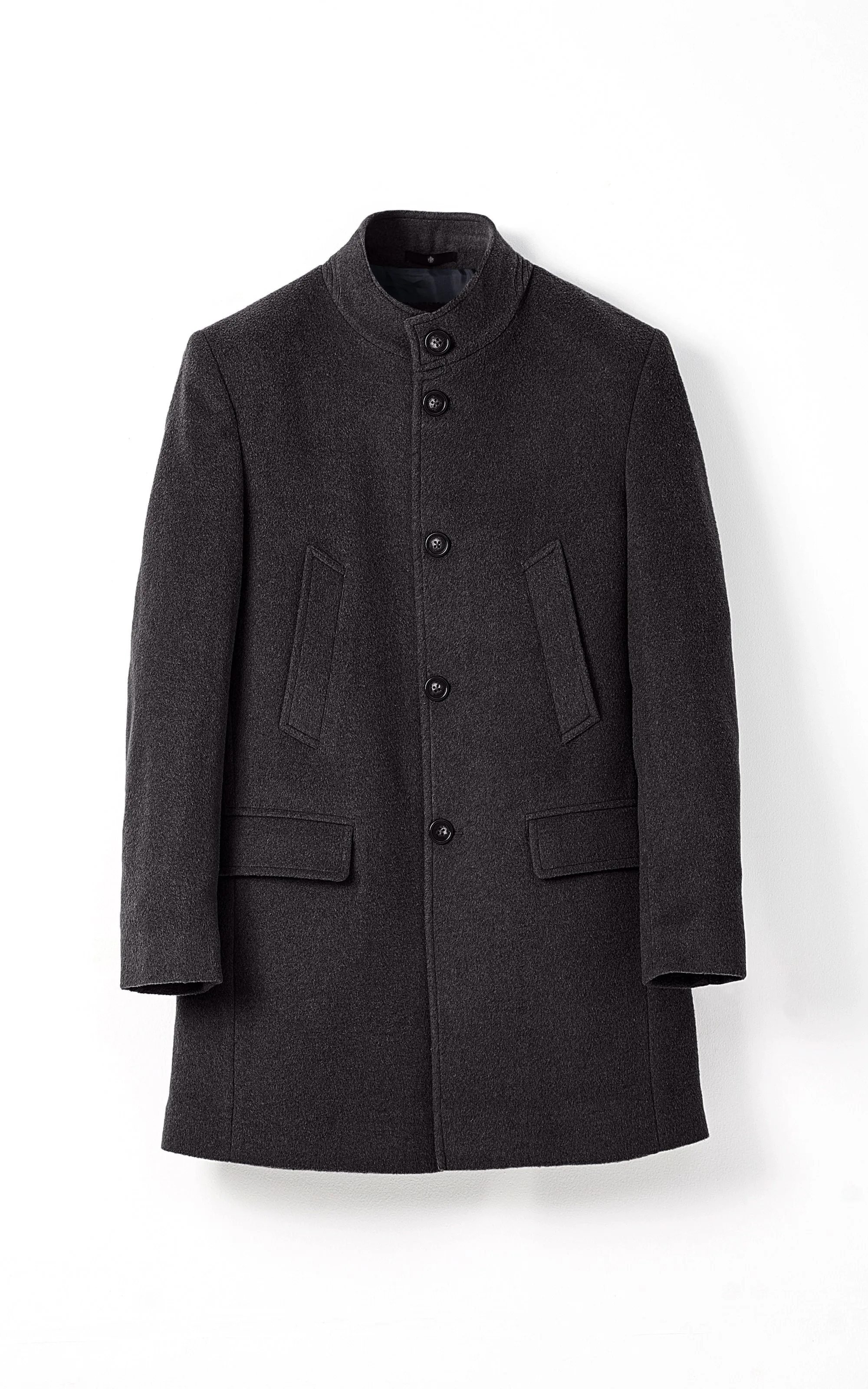 MEN'S LONG WOOL COAT DARK GREY