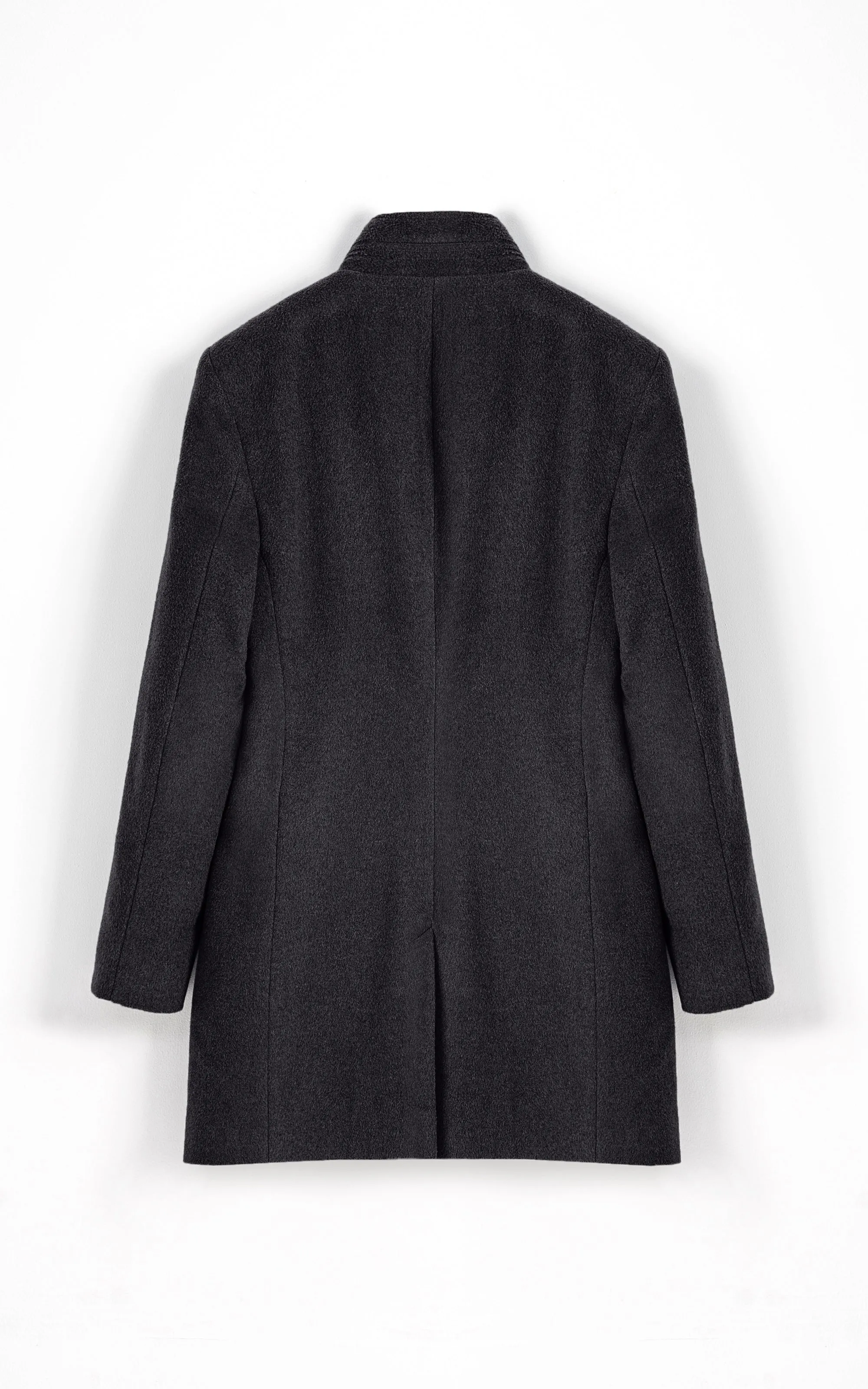 MEN'S LONG WOOL COAT DARK GREY