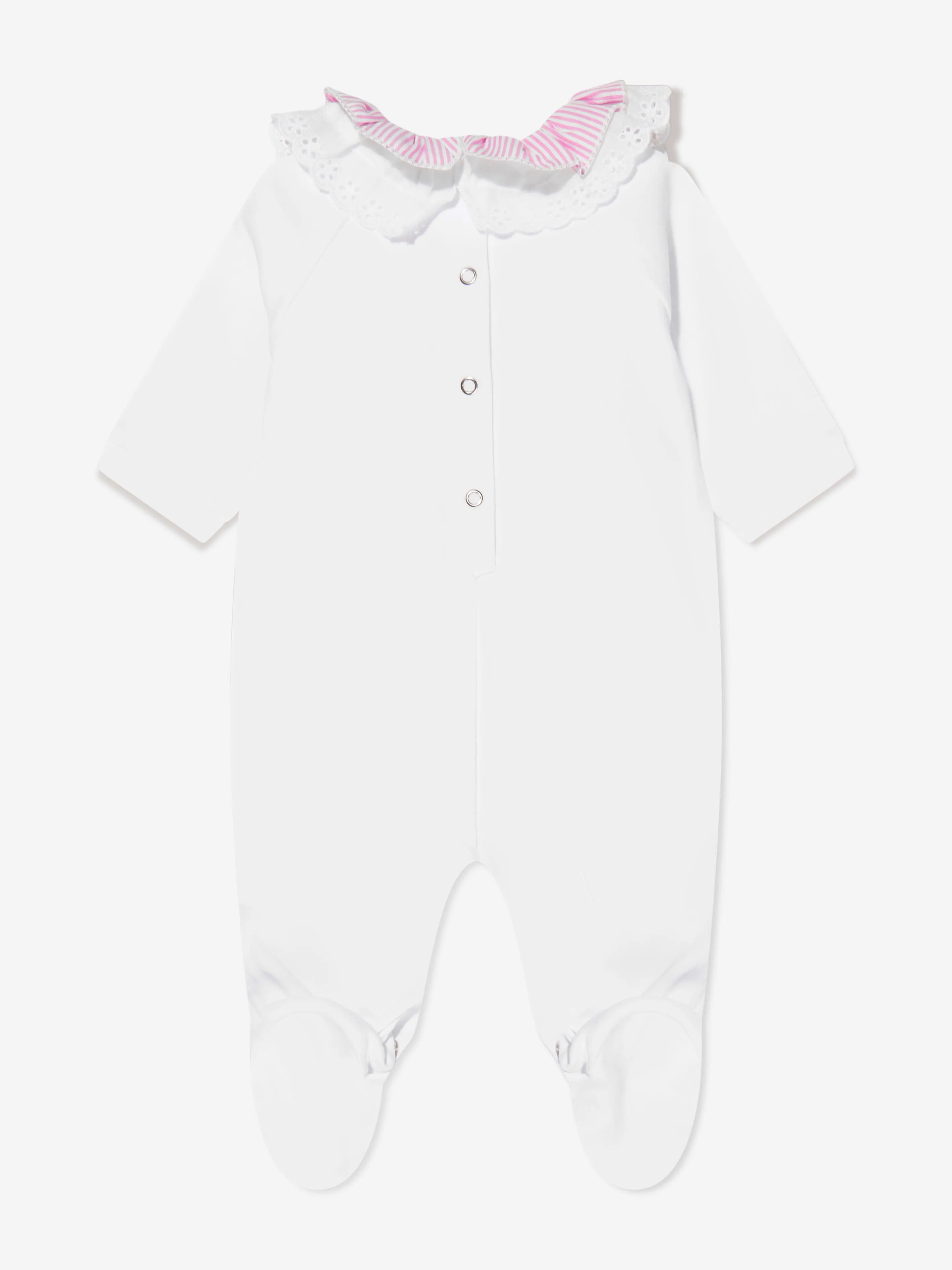 Monnalisa Baby Girls Ruffle Collar Babygrow in White