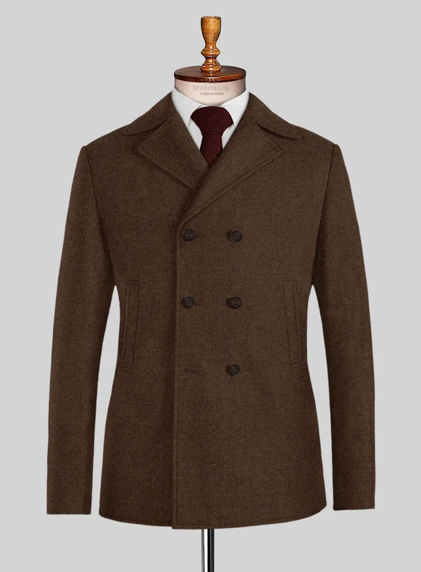 Naples Caffe Brown Tweed Pea Coat