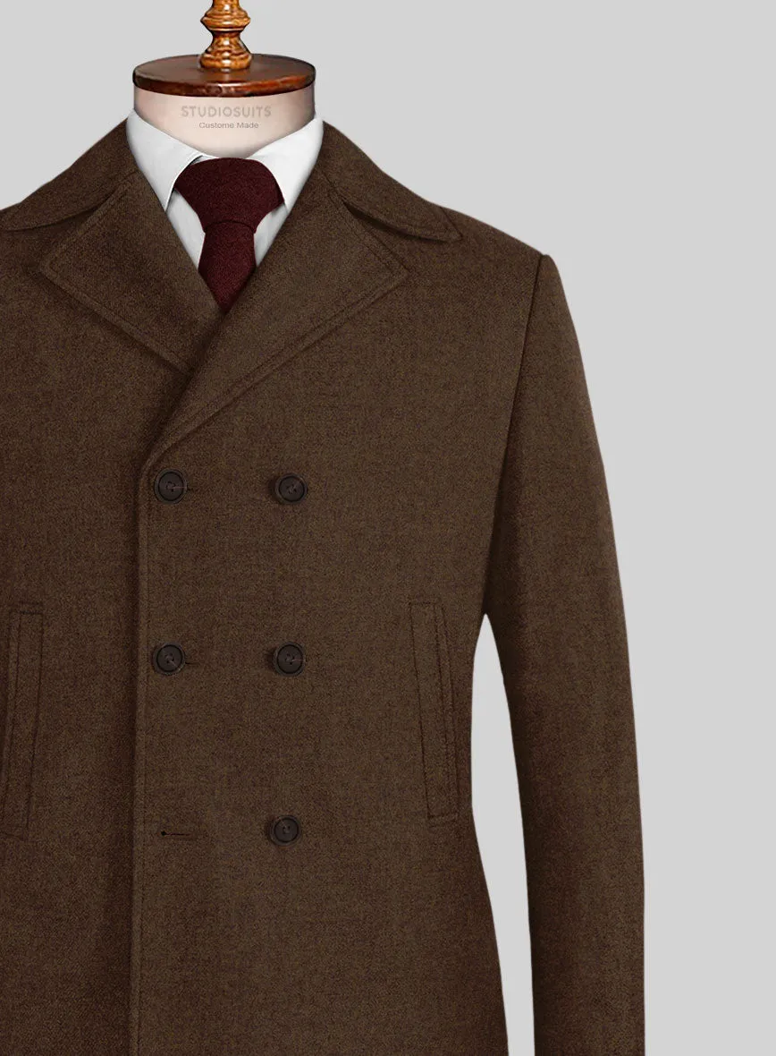 Naples Caffe Brown Tweed Pea Coat