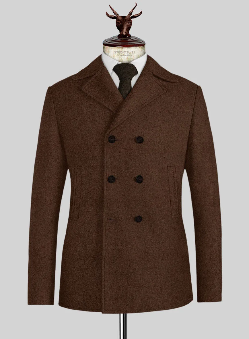 Naples Coffee Brown Tweed Pea Coat