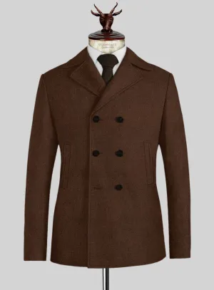 Naples Coffee Brown Tweed Pea Coat