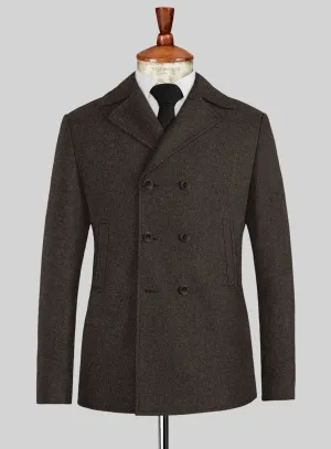 Naples Dark Brown Tweed Pea Coat