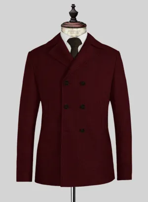 Naples Dark Scarlet Tweed Pea Coat