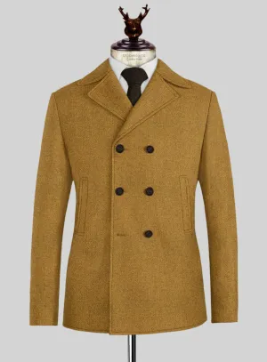 Naples English Mustard Tweed Pea Coat