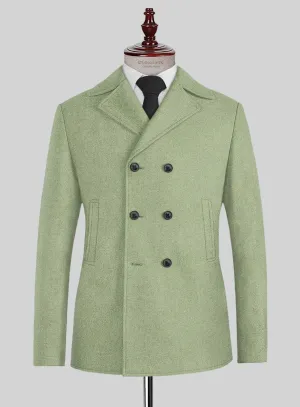 Naples Light Green Tweed Pea Coat