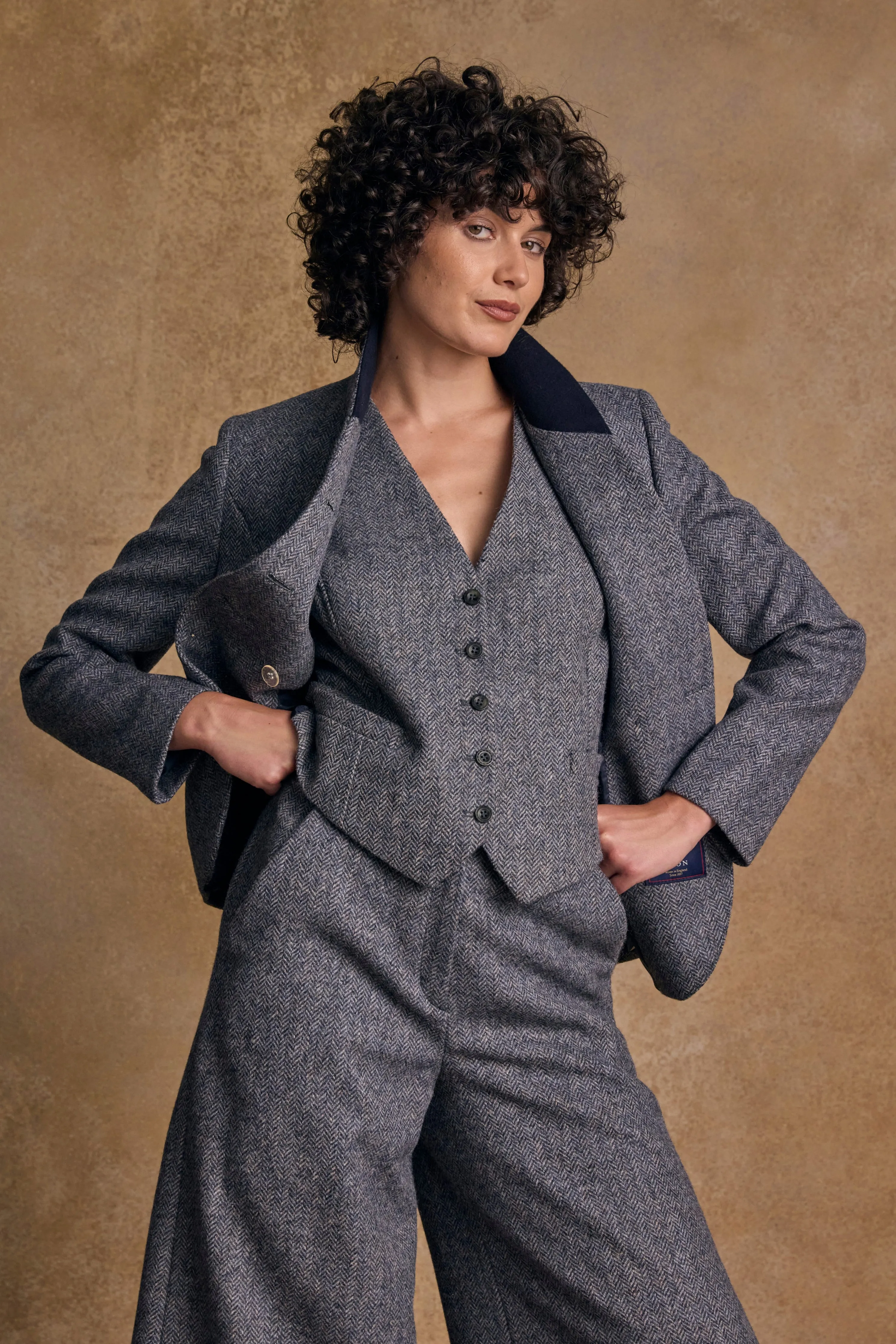 Nicole Tweed Jacket - Denim Herringbone