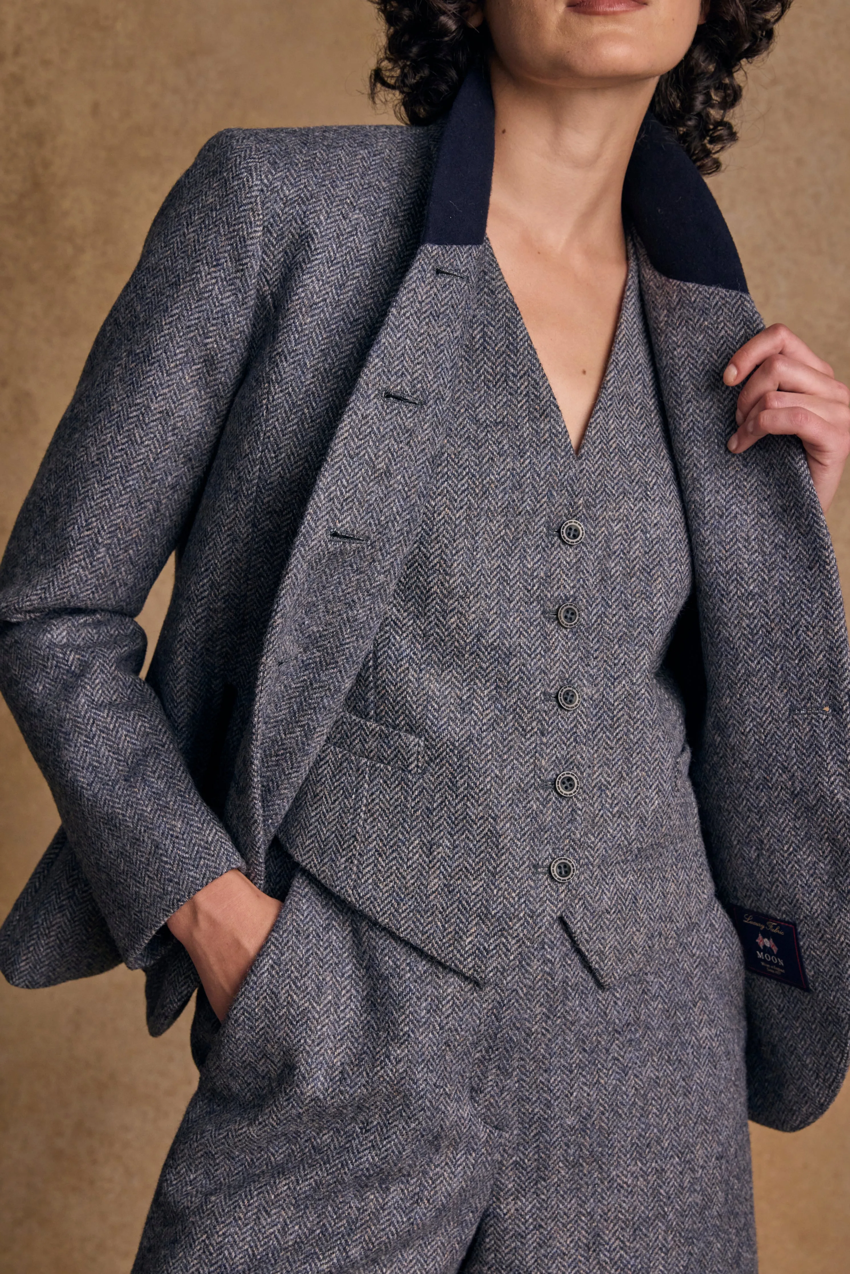 Nicole Tweed Jacket - Denim Herringbone