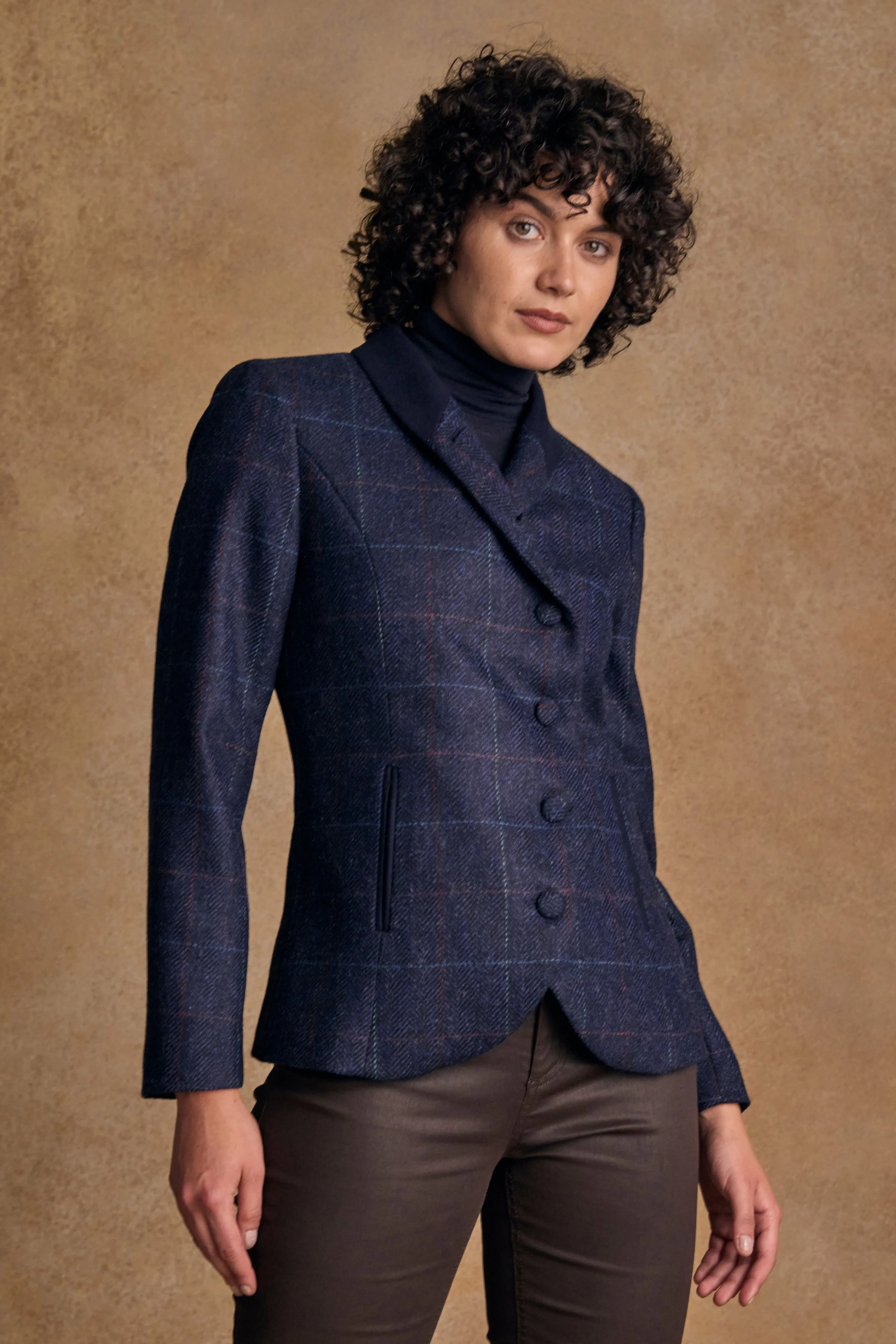 Nicole Tweed Jacket - Navy Windowpane