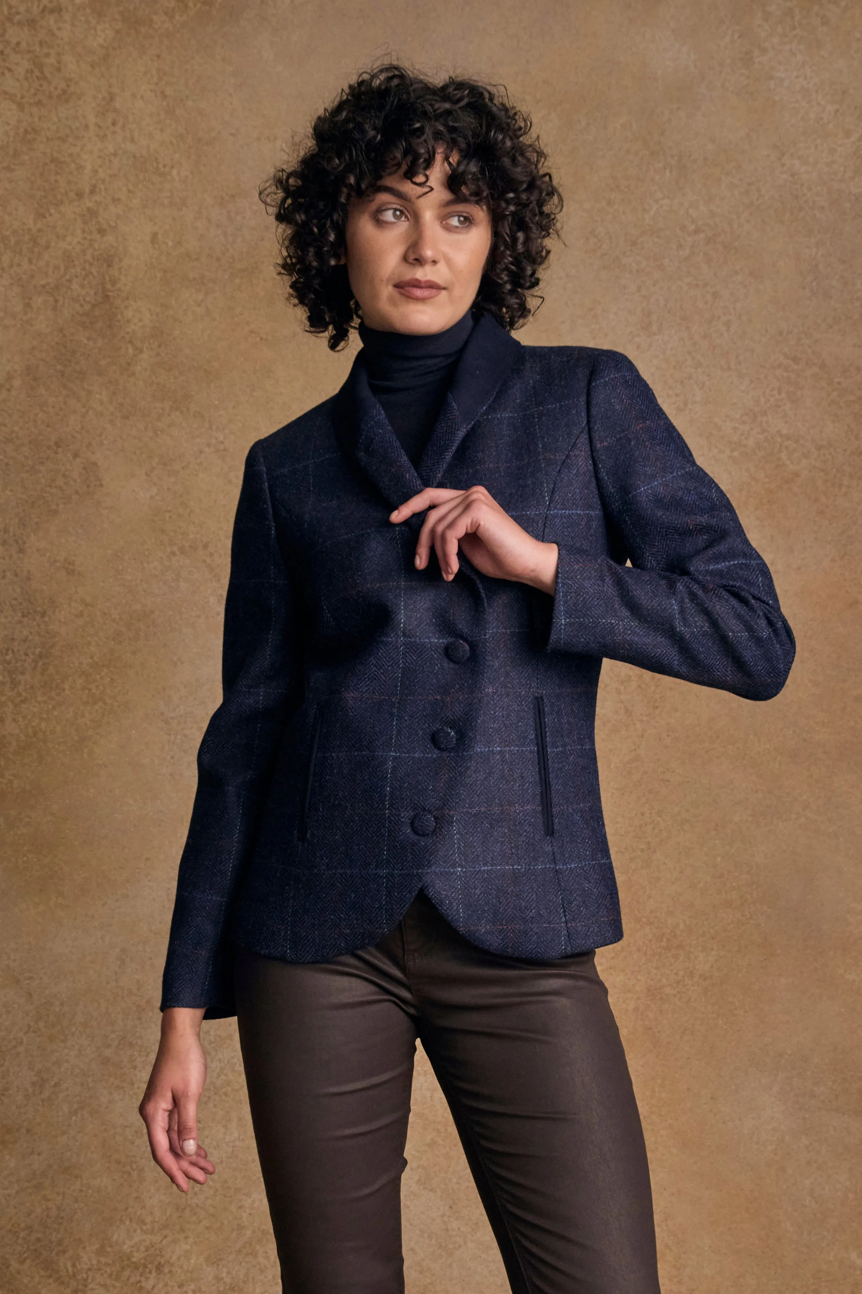 Nicole Tweed Jacket - Navy Windowpane