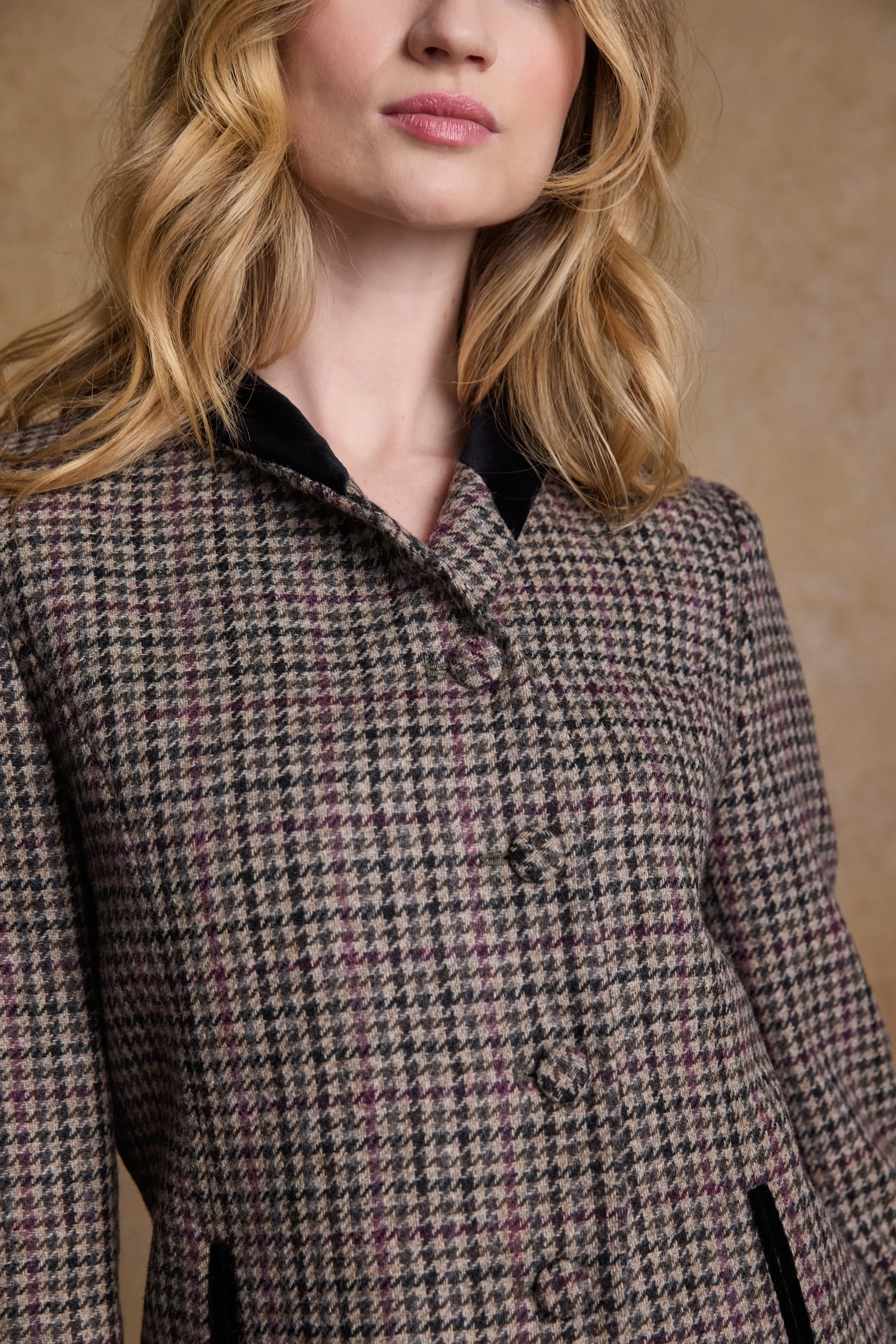 Nicole Tweed Jacket - Plum Hacking Check