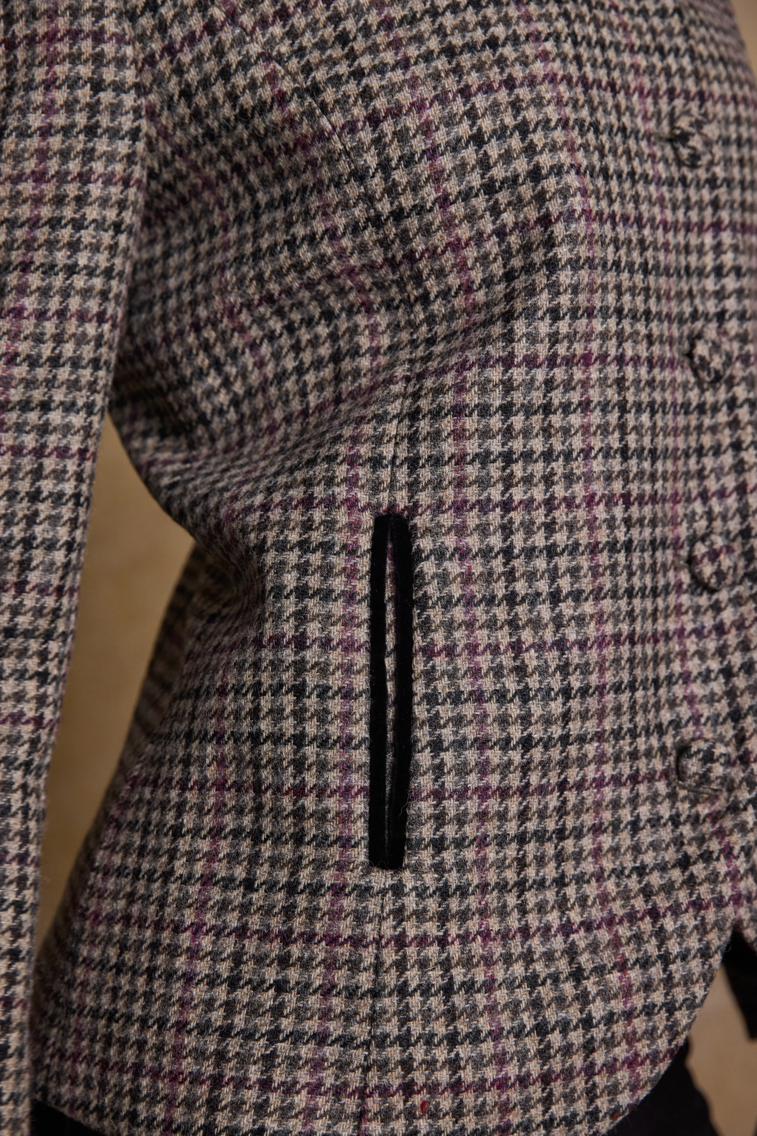 Nicole Tweed Jacket - Plum Hacking Check