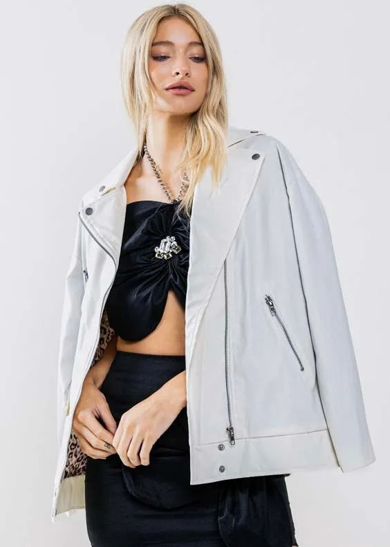 Nomad Oversized Biker Jacket in Ivory