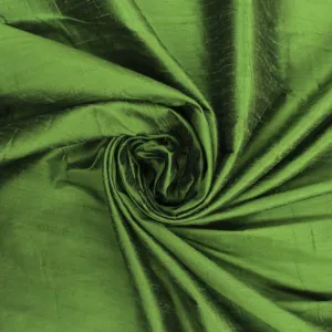 Olive Green Dupioni/Shantung Raw Silk