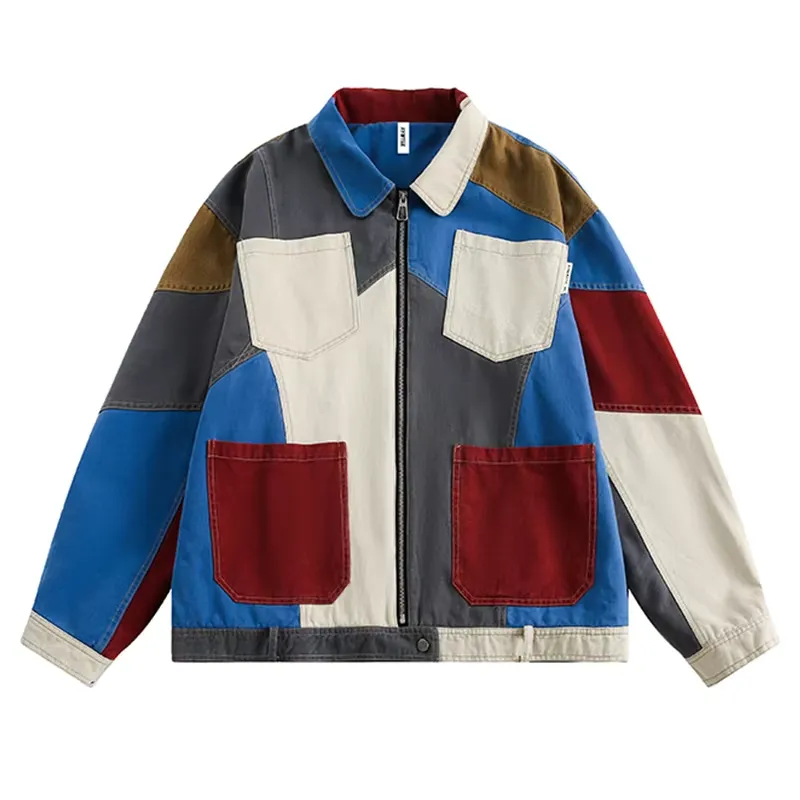 Patchwork Color 4 Pockets Jacket