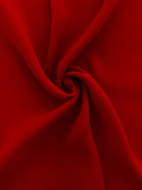 Red Solid Semi Stretch Crepe Petalo Di Rosa Fabric