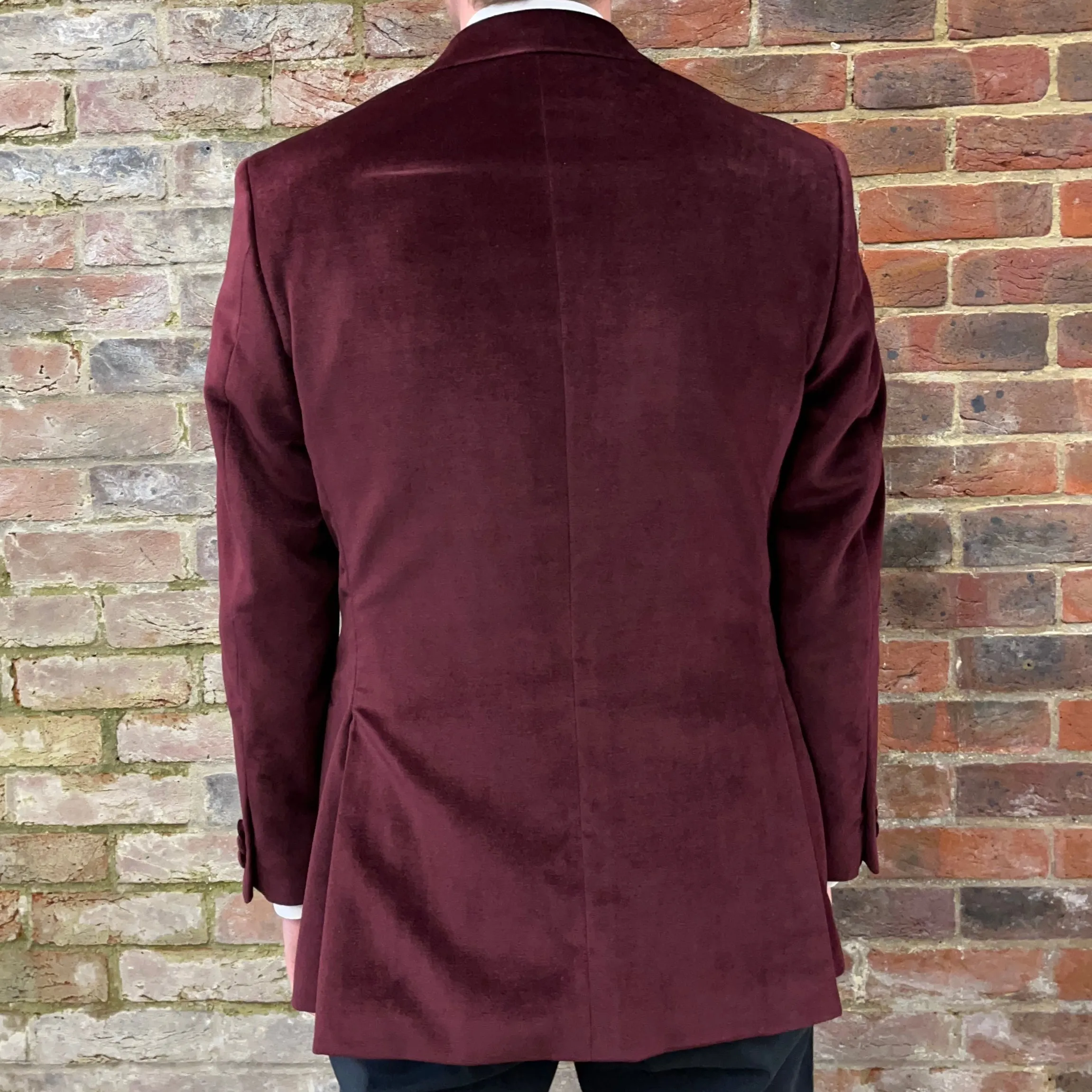 Regent - 'Raymond' Smoking Jacket - Burgundy Red Velvet 310g