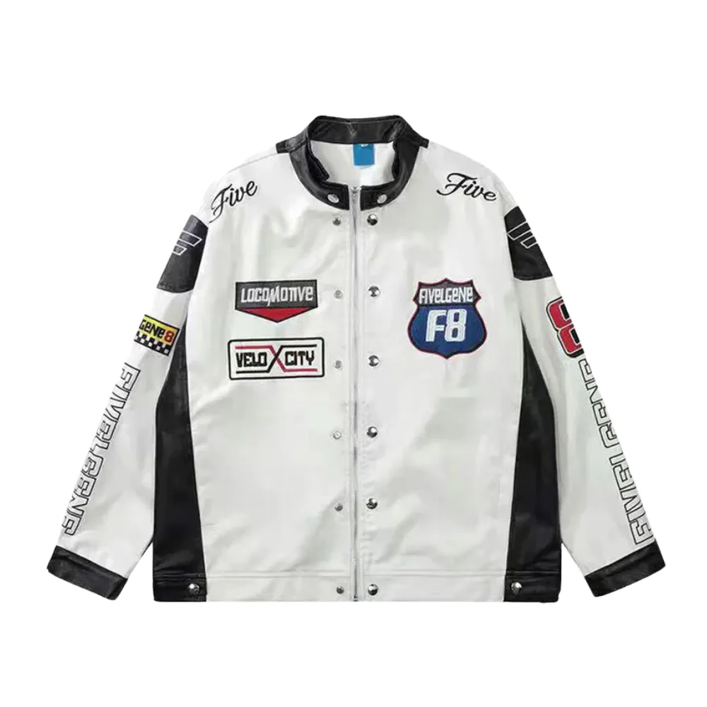 “Retro High Street Motorcycle Stand Collar” Jacket