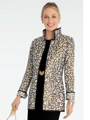 Reversible Metallic Leopard Car Coat