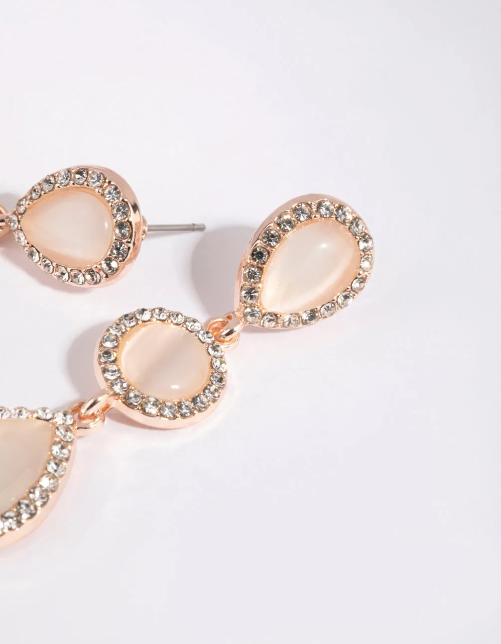 Rose Gold Teardrop Diamante Earrings