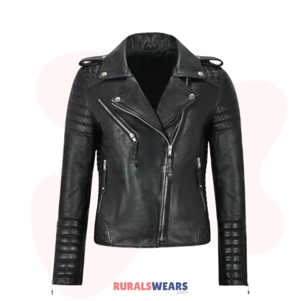 RW Authentic Sheepskin Classic Biker Girl's Fashion Coat