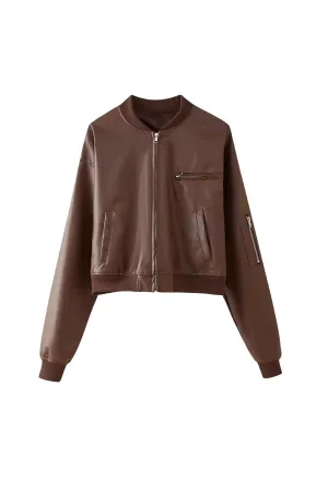 'Sadie' Short Leather Jacket (2 Color)