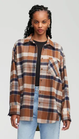 Shirt Jacket in Wool Plaid | Brown Plaid