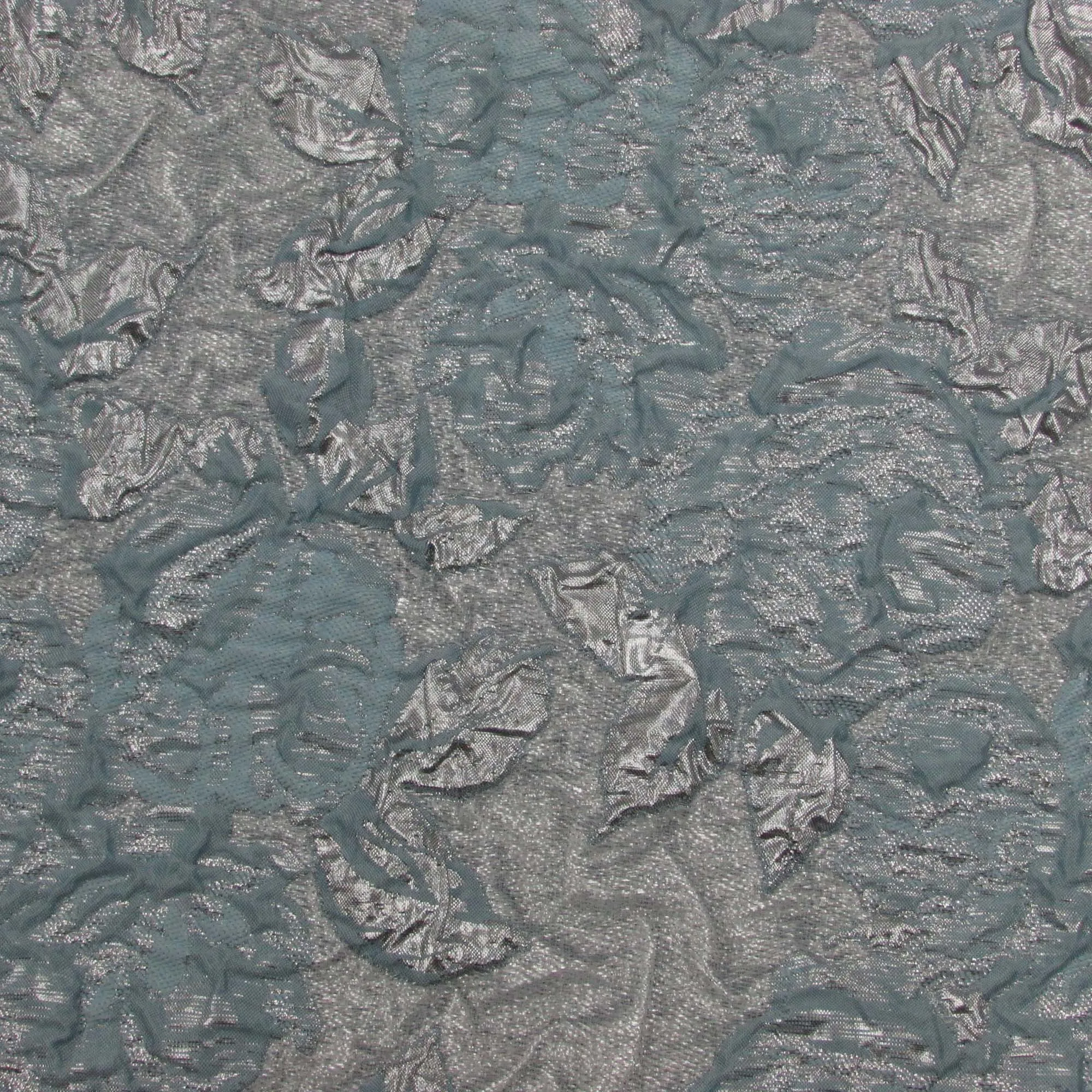 Silver and Gray Metallic Florals Brocade Fabric