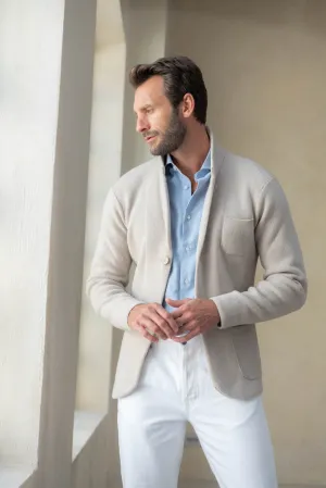 Stone knitted jacket – wool and cashmere – Made in Italy