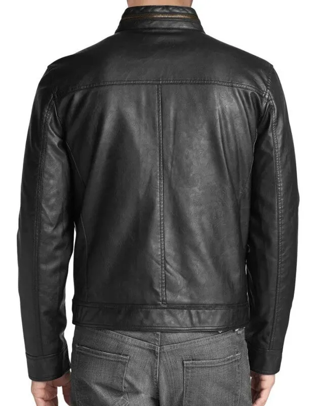 Stylish Men's Black Leather Biker Jacket