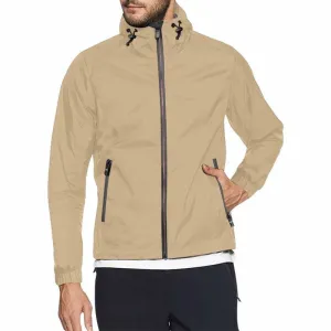 Tan Brown Hooded Windbreaker Jacket