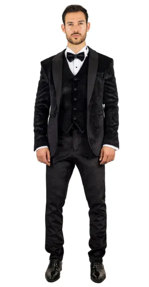 TruClothing AK-26 - Men's Black 3 Piece Wedding Tuxedo Suit