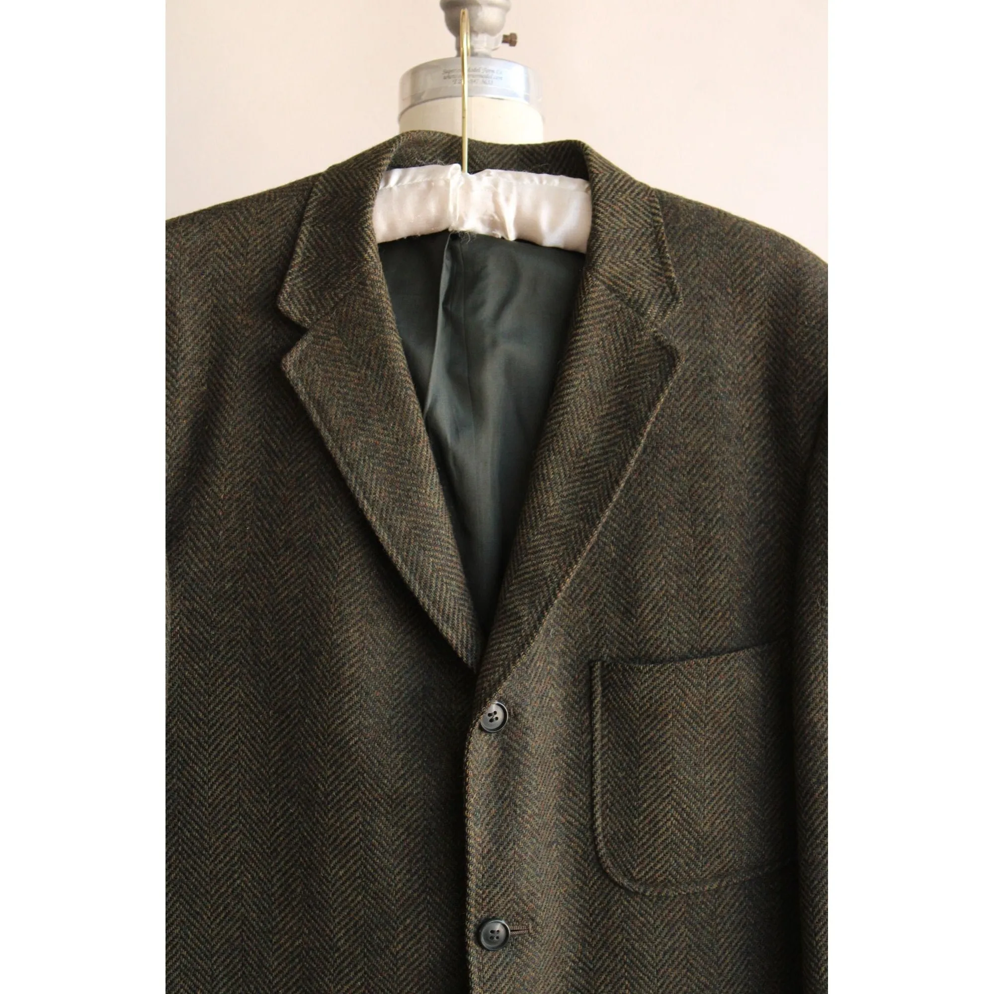 Vintage 1960s 1970s Green Wool Tweed Jacket