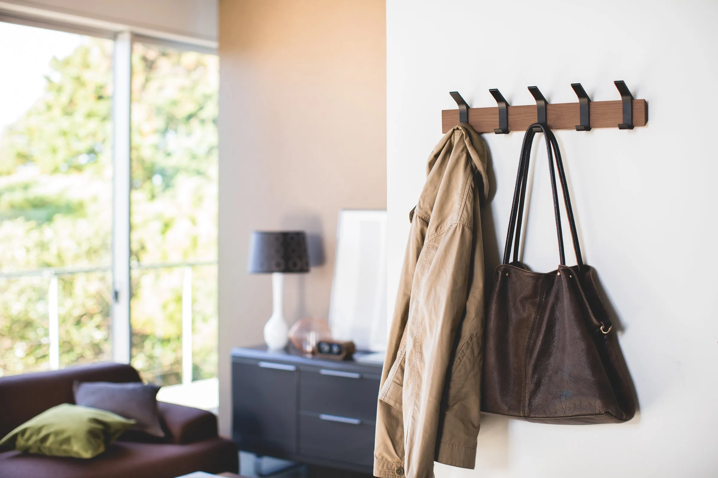 Wall-Mounted Coat Rack - Steel   Wood