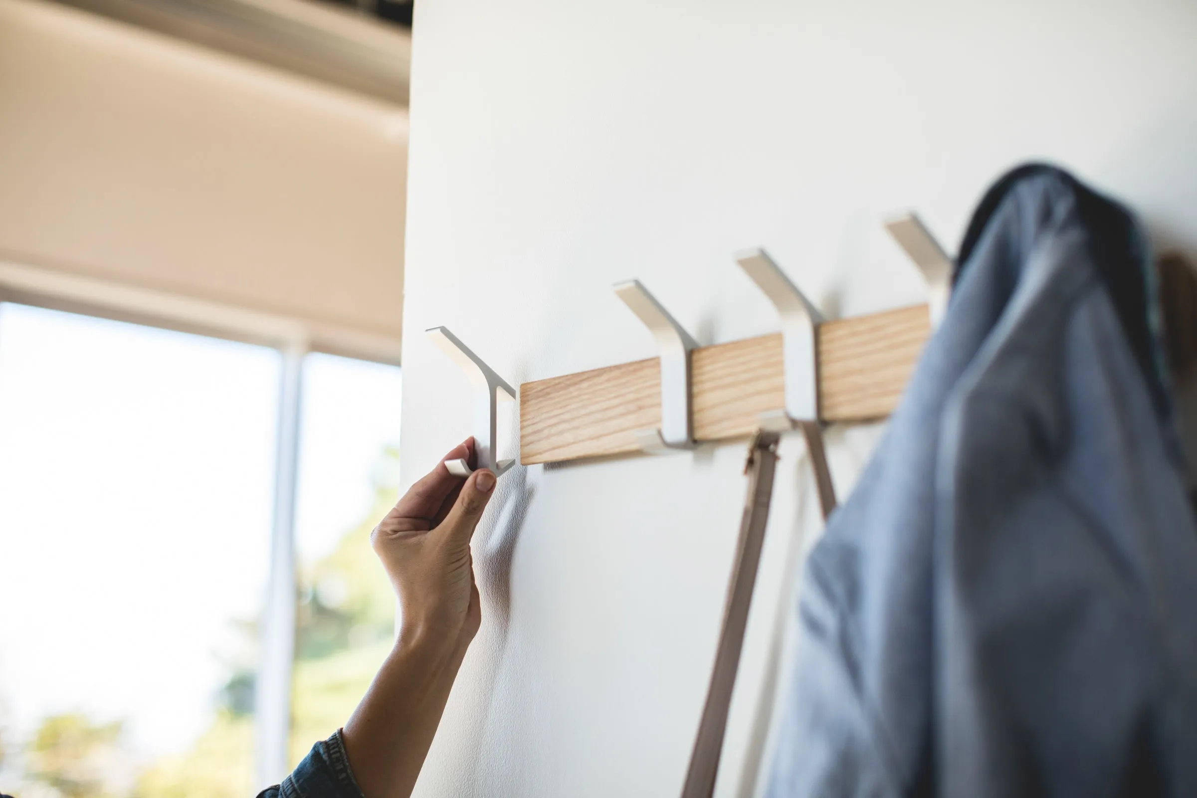 Wall-Mounted Coat Rack - Steel   Wood