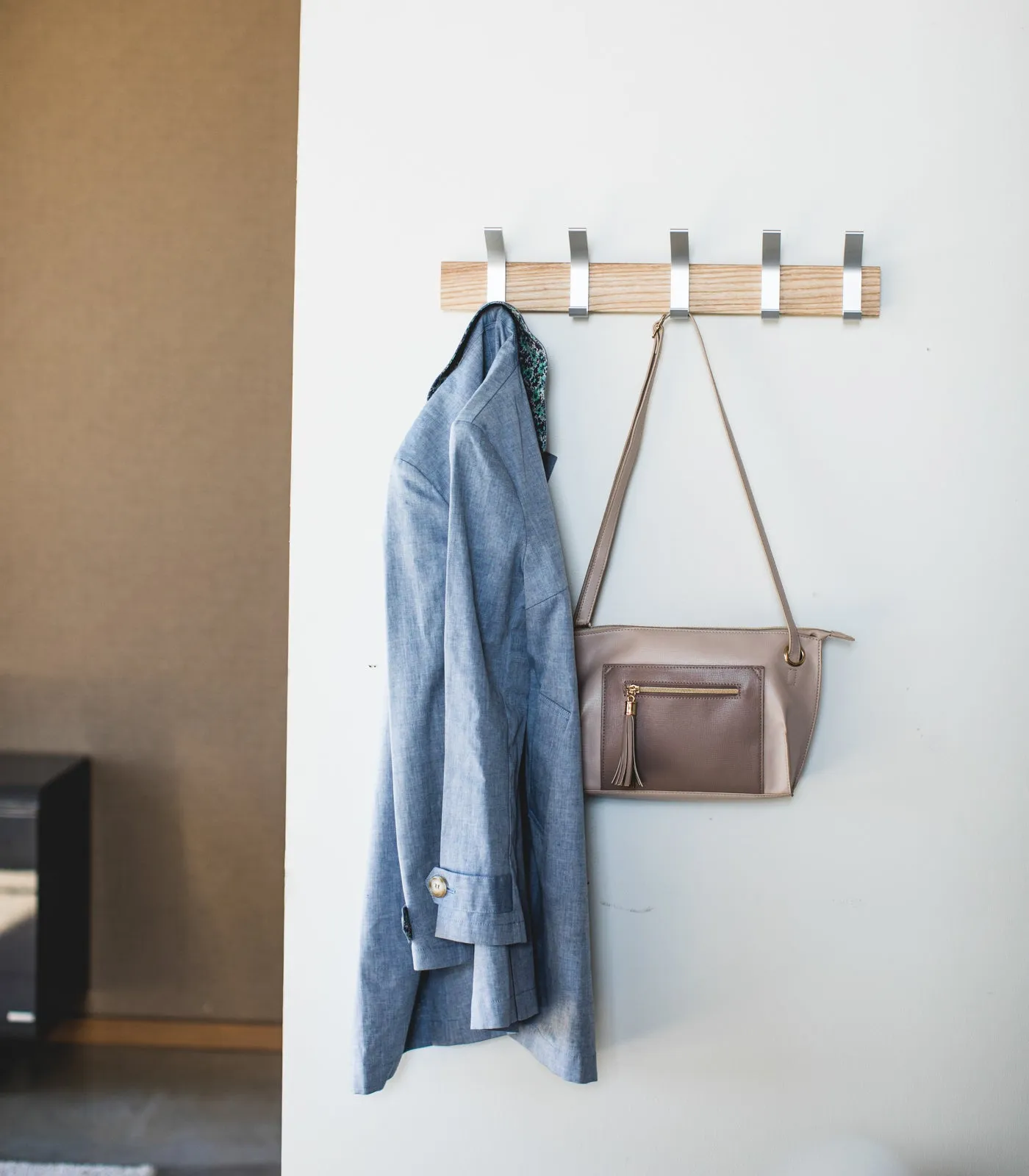 Wall-Mounted Coat Rack - Steel   Wood