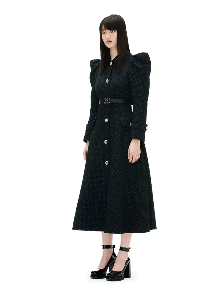 YES BY YESIR luxury elegant high-end autumn winter women's black gold party coat - Bakkai