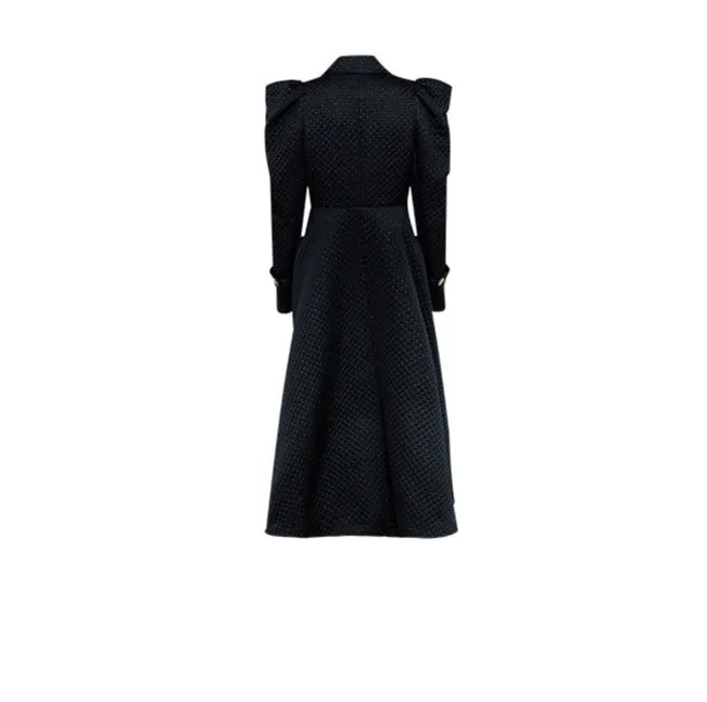 YES BY YESIR luxury elegant high-end autumn winter women's black gold party coat - Bakkai