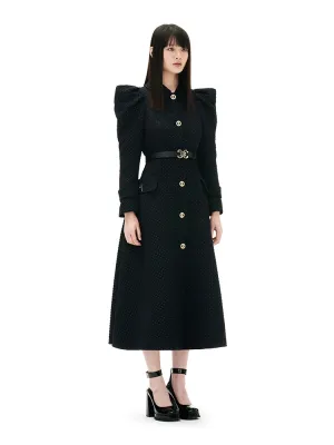 YES BY YESIR luxury elegant high-end autumn winter women's black gold party coat - Bakkai